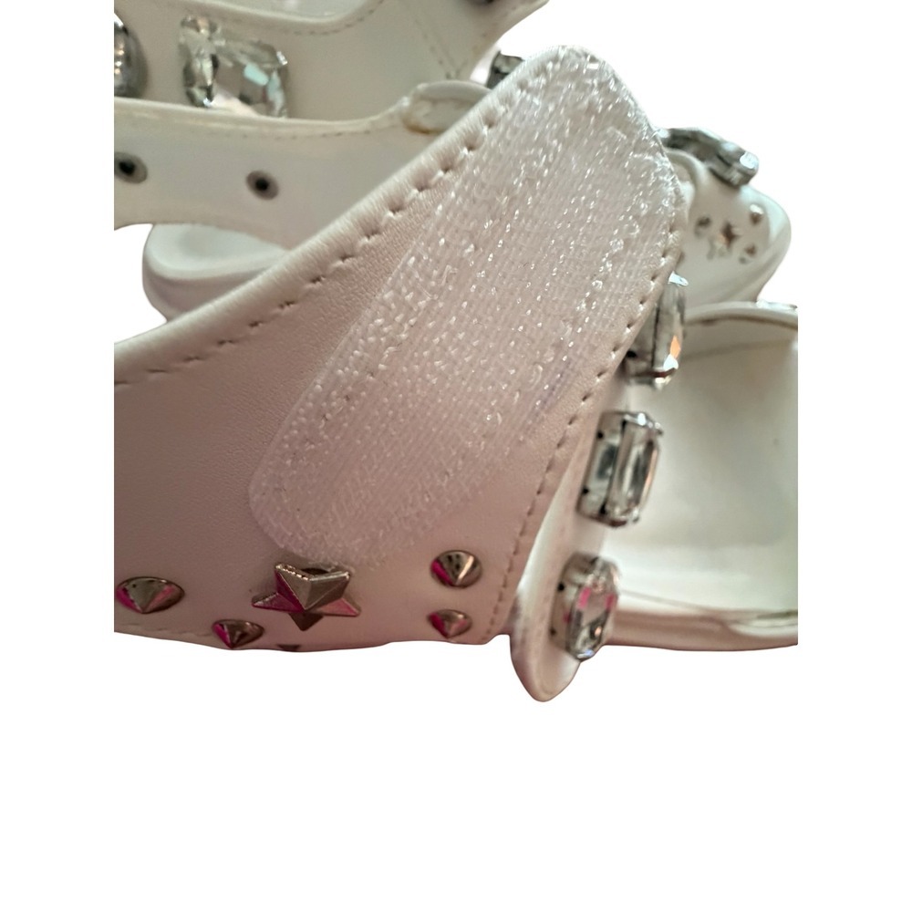 Forever White Rhinestone Star Studded Platform Lug Sole Sandals Womens Size 6 - Picture 10 of 10